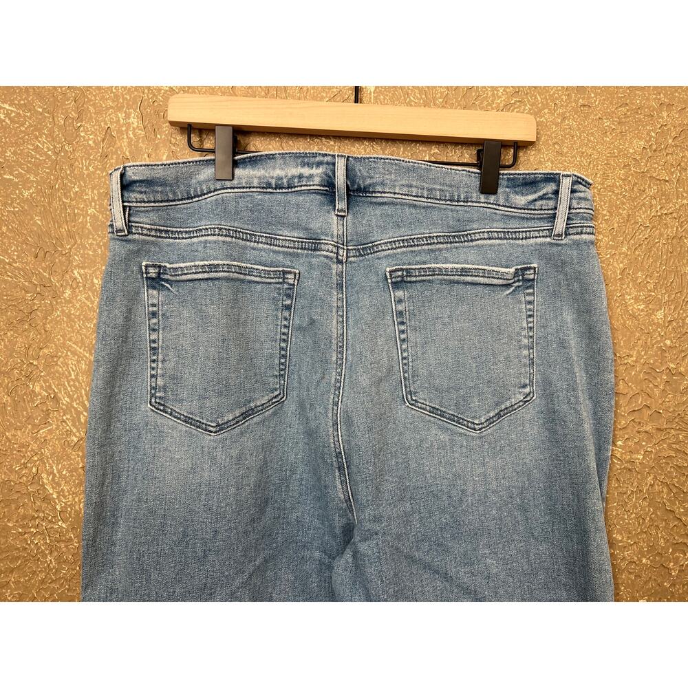LOFT Petite High Rise Slim Flare Jeans Light Wash Frayed Raw Hem 34/ 18 - Picture 7 of 15